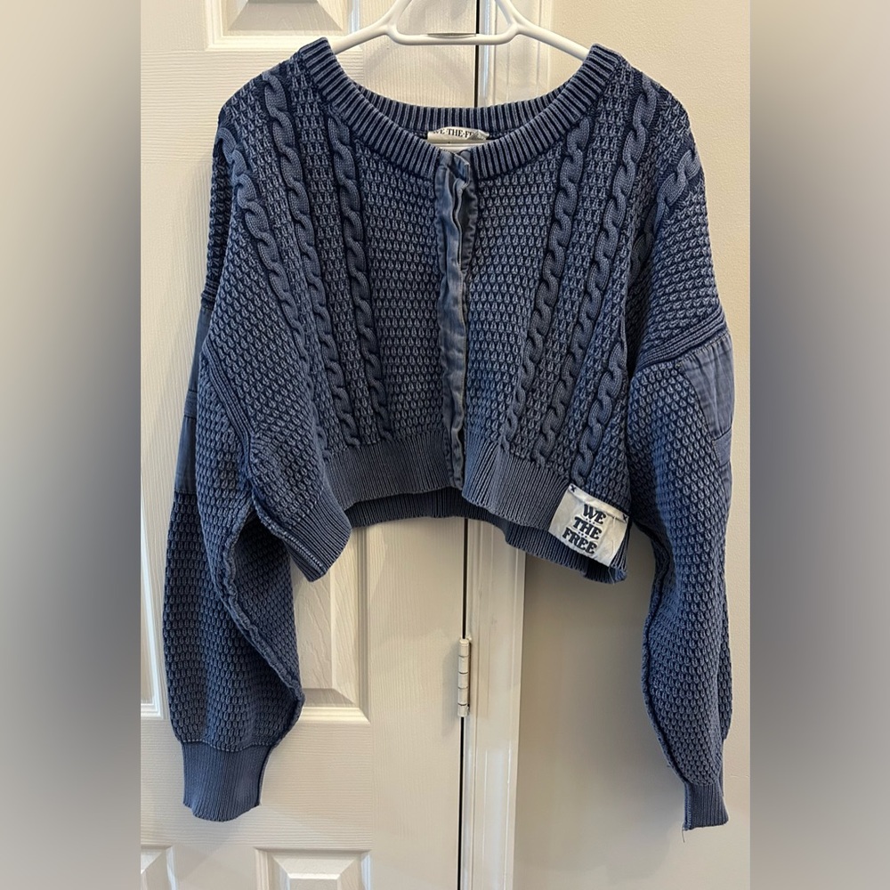 Free People We The Free Heritage Cardigan in Indigo - Picture 7 of 9
